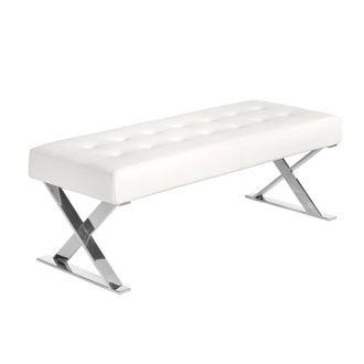 Angel Cerd&aacute; White Leatherette Bench, Chrome Legs, 120x45x42 cm | Size: 120 x 45 x 42 cm