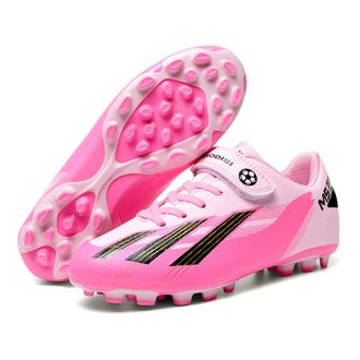 Generic Unisex Lightweight Breathable Soccer Training Shoes - Mens Wear-Resistant Anti-Slip Football Competition Sneakers (Pink-Long Spike,6.5)