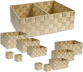 Trade Shop Trade Shop - 11 Cajas Modulares De Tela Organizador De Ba&ntilde;o Estanterias De Armarios 79155 Beige Oscuro