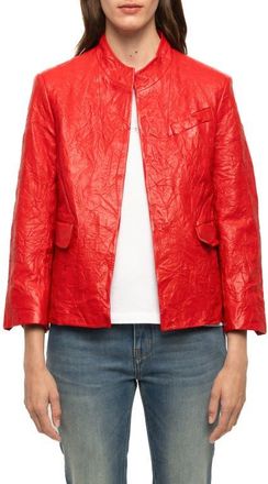 Zadig&Voltaire Veryn Cuir Crinkled Leather Jacket in Love at Nordstrom, Size 38