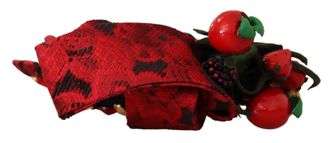 Dolce & Gabbana Womens Red Tiara Berry Fruit Crystal Bow Hair Diadem Headband Silk Accessory