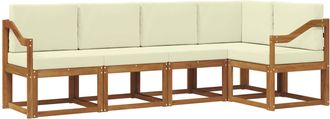 vidaXL Conjunto De Sof&aacute;s De Exterior 5 Uds. Natural Y Crema Vidaxl