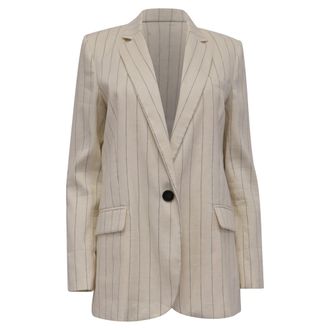 Vanessa Bruno Tilia Striped Single-Button Blazer in Ecru Linen