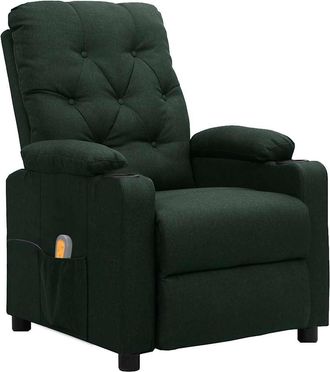 vidaXL Sill&oacute;n De Masaje De Tela Verde Oscuro Vidaxl
