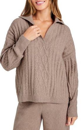 Splendid Stassi Cable Polo Sweater in Tawny Heather at Nordstrom Rack, Size Large