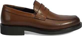 Desa Man Slip-Ons - Leather Upper, Flat Heel, Breathable, Easy On/Off, Rain-Resistant | Brown - 45
