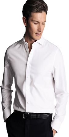 CHARLES TYRWHITT Mens Non-Iron Clifton Weave Cutaway Slim Fit Shirt Double Cuff