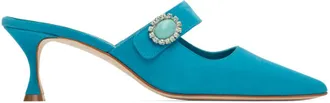 Manolo Blahnik Blue Porramu 50 Mules