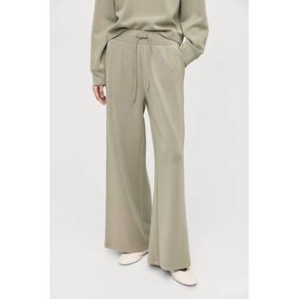 Mango wide leg regular waist joggingbroek lichtkaki