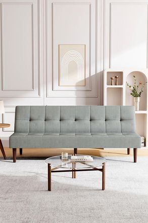 Living and Home 3 Seater Grey Terry Cloth Sofa Manual Recliner Couch Tufted Sofa Bed