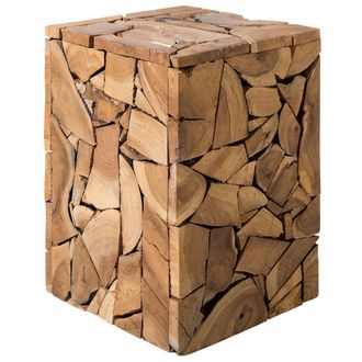 Beliani Mesa De Centro De Madera De Teca Clara Marr&oacute;n R&uacute;stico Decorativo Nelson