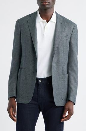 Canali Kei Trim Fit Grey Wool Herringbone Sport Coat in Green at Nordstrom Rack, Size 56