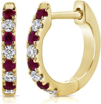Sabrina Designs 14K 0.20 Ct. Tw. Diamond & Ruby Huggie Earrings