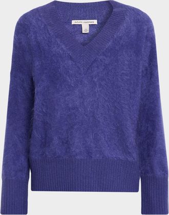 Autumn Cashmere Boxy V-Neck Brushed Cashmere Sweater