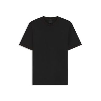 BOSS Contrast-tipping slim-fit T-shirt in mercerised cotton