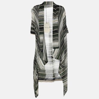 424 Marina Rinaldi Multicolor Stripe Stretch Lurex Knit Cardigan