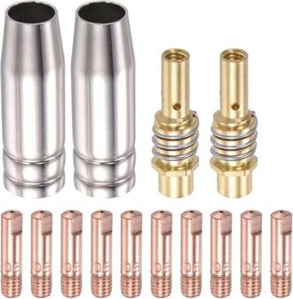 OEM [mai Usato]set Di Accessori Per Torce Per Saldatura A Gas Inerte (mig): Punta Di Contatto Conduttiva Da 0,8 Mm, Asta Di Collegamento Dellugello, 15 Co