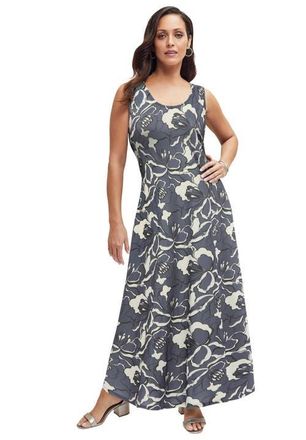 Jessica London Stretch Knit Tank Maxi Dress in Dusk Graphic Orchid at Nordstrom, Size 14