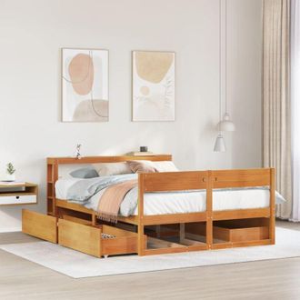 vidaXL Vidaxl - Estructura De Cama Sin Colch&oacute;n Madera Maciza Marr&oacute;n 120x190 Cm