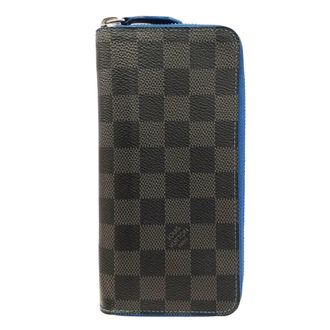 Louis Vuitton Black Blue Damier Graphite Long Wallet (Bi-Fold) (Pre-Owned)