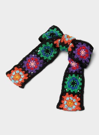 Simons Womens Large colourful flower crochet bow barrette