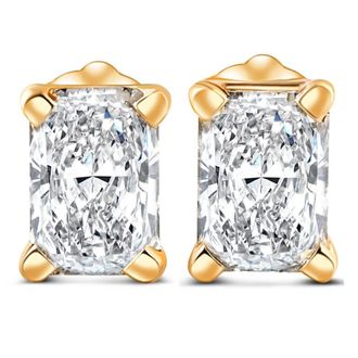 Pompeii3 1 - 4 Carat Radiant Cut Diamond Studs 14k White or Yellow Gold Lab Grown