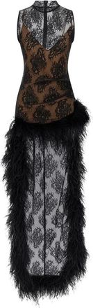 Giuseppe Di Morabito Vestido Mini de Encaje con Adorno de Plumas - Dresses - Mujer - Negro - S