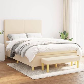 vidaXL Vidaxl - Cama Box Spring Con Colch&oacute;n Tela Color Crema 140x200 Cm