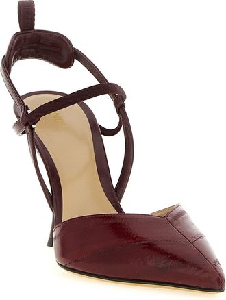 Fendi Womens Bordeaux Lamb Leather Platform Pumps