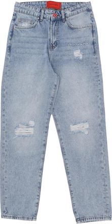 Vision Of Super Wit Logo Geborduurde Blauwe Denim Jeans - Heren - Slim Fit Jeans - Blauw - W30 - Denim - Jeans