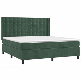 vidaXL Vidaxl - Cama Box Spring Con Colch&oacute;n Terciopelo Verde Oscuro 180x200 Cm