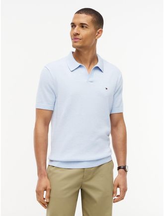 Tommy Hilfiger Mens Classic Short-Sleeve Sweater Polo - Sky Blue - XL
