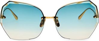 Linda Farrow Lila - Yellow Gold / Aqua Sunglasses