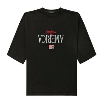 Willy Chavarria T-Shirts, male, Black, Size: S Cotton T-shirt with Front Embroidery