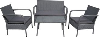 Happy Garden Happy Garden - Conjunto De Jard&iacute;n Lipari En Resina Trenzada Gris 4 Plazas Cojines Grises