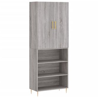 vidaXL Aparador Alto Madera Contrachapada Gris Sonoma 69,5x34x180 Cm Vidaxl