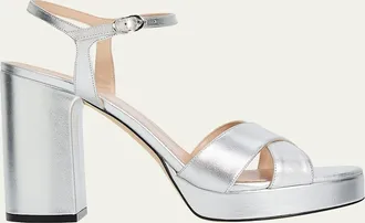Stuart Weitzman Dayna Metallic Crisscross Platform Sandals