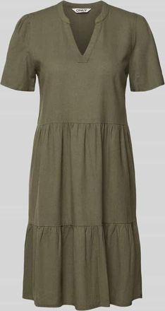 Only A-Linie Freizeitkleid aus Viskose-Leinen-Mix Modell TIRI-GOA in Oliv, Gr&ouml;&szlig;e XL