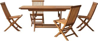 Tikamoon Conjunto de jard&iacute;n de acacia maciza con 4 sillas