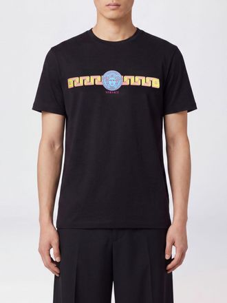 Versace T-shirt in cotone con stampa logo Medusa e motivo Greca