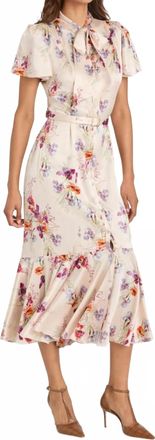 Cinq &agrave; Sept Iris Bouquet Willow Midi Dress In Oatmilk Multi