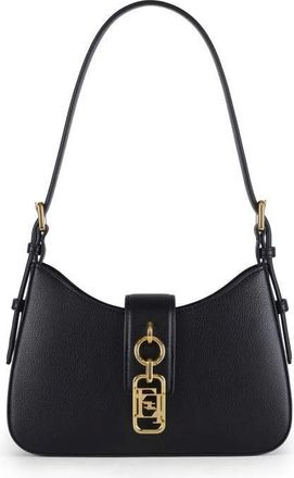 Elisabetta Franchi Shoulder Bags, female, Black, Size: ONE SIZE Small Hobo Bag with Charm
