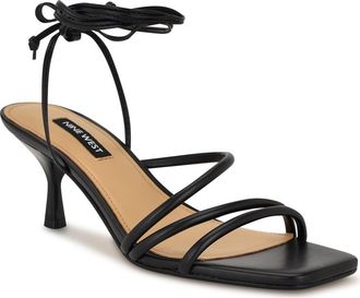 Nine West Hendy Ankle Wrap Sandal in Black at Nordstrom, Size 8.5