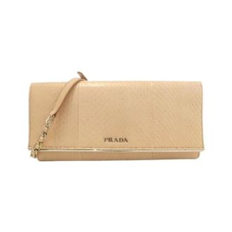 Prada Pre-owned Clutches, female, Beige, Size: ONE SIZE Pre-owned Ayers Metal Chain Wallet