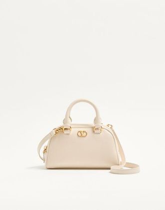 Valentino Garavani Mini VLogo Signature Bowling Bag in Grainy Calfskin Wo