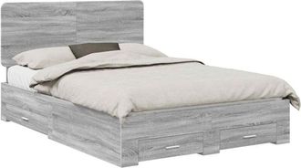 vidaXL Estructura De Cama Con Cabecera Gris Sonoma 140 X 190 Cm Vidaxl