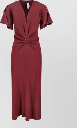 Victoria Beckham midi dress with knot detail and short sleeves