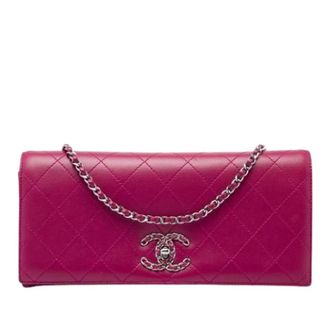 Chanel Pre-owned Quilted Lambskin Crossbody - Dames - Pre-owned - Roze - Maat: ONE Size Leer