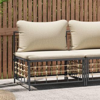 vidaXL Sof&aacute; Central De Jard&iacute;n Con Cojines Rat&aacute;n Sint&eacute;tico Beige Vidaxl