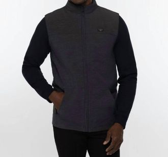 Travis Mathew Top Of The Line Golf Vest In Heather Black